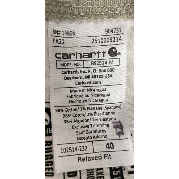 Carhartt Mens Relaxed Fit Canvas Utility 9” Work Hiking Shorts Rugged Flex - Picture 6 of 6